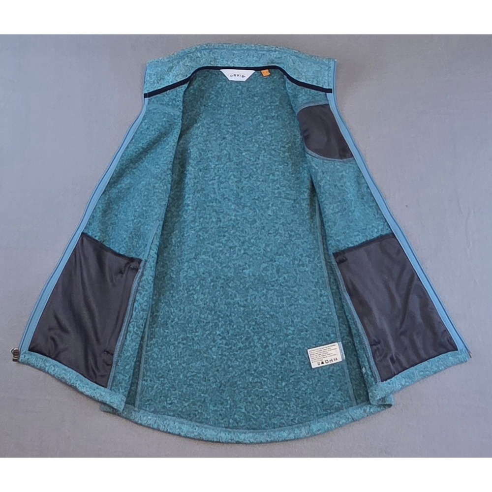 Orvis Womens Sweater Fleece Vest Teal Blue Marl Full Zip Sleeveless Jacket Small - Picture 2 of 8